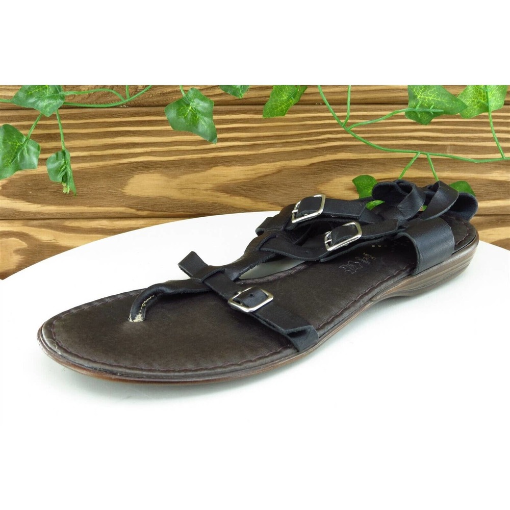 SpK Sz 38 M Black Gladiator Leather Womenā Sandals